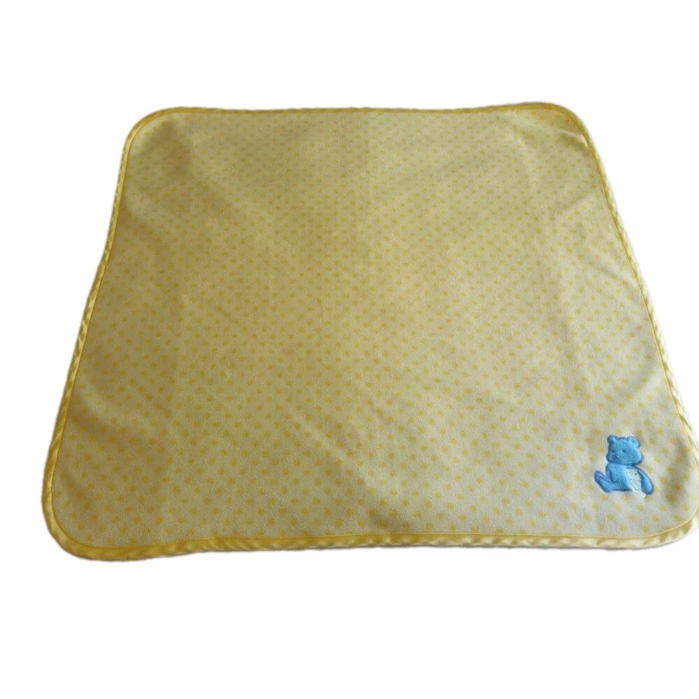 VTG Child‎ of Mine by Carter's Yellow Polka Dot Blue Teddy Fleece Baby Blanket